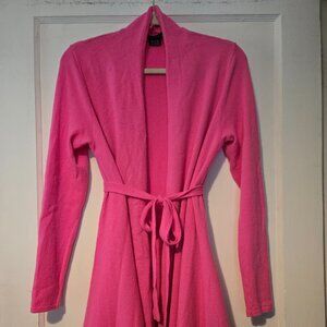 Ralph Lauren Cashmere Cardigan Wrap Tie Sweater Women Large Pink Barbie Ballet